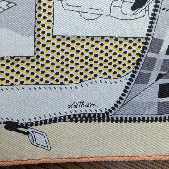 HERMES L'Elegance et le Confort en Automobile 70 cm Cream Silk Square Scarf RARE - Picture 7 of 16